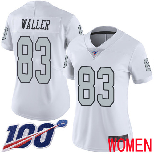 Oakland Raiders Limited White Women Darren Waller Jersey NFL Football #83 100th Season Rush Vapor Jersey->women nfl jersey->Women Jersey